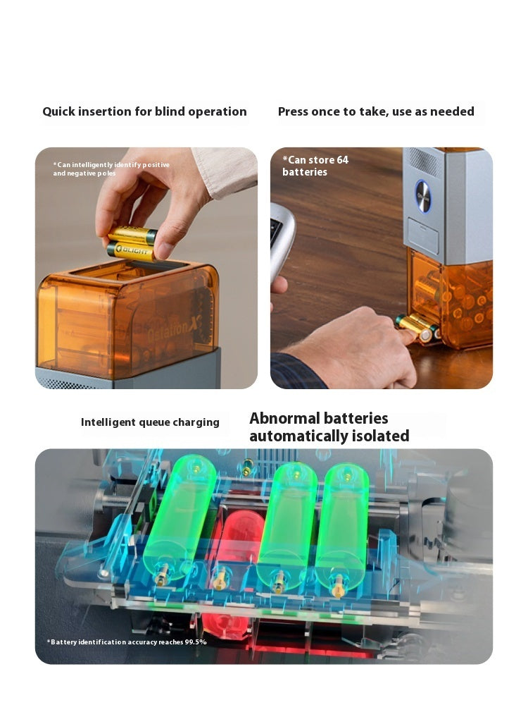 Charging Station X Storage Bin Detector Ni-MH 14500AAA Battery Box